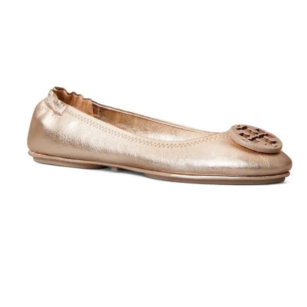 Offers Welcome!! NWT Tory Burch Minnie Travel Ballet Flats - Rose Gold - Picture 2 of 7